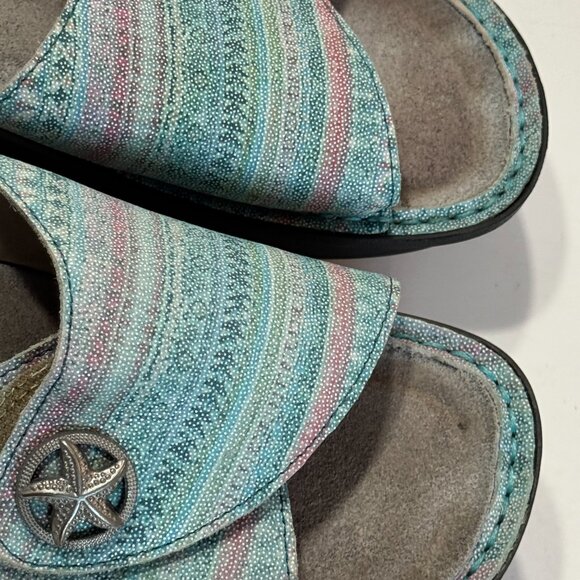 Alegria KYL-168X Leather Slides Sandals EU 36 (US 6–6.5) Butterfly Wedge Pastel - Picture 9 of 13